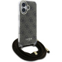 Guess 4G IML Printed Crossbody kryt so šnúrkou pre iPhone 16 - hnedý