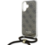 Guess 4G IML Printed Crossbody kryt so šnúrkou pre iPhone 16 - hnedý