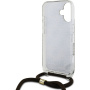 Guess 4G IML Printed Crossbody kryt so šnúrkou pre iPhone 16 - hnedý