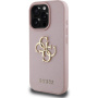 Guess Grained 4G Metal Logo kryt pre iPhone 16 Pro - ružový