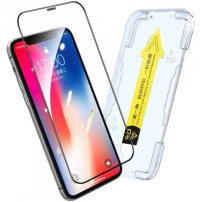 Enkay Quick Stick tvrdené sklo s rámčekom na ľahké nalepenie pre iPhone XR / 11 - čierne