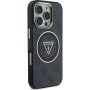 Guess IML 4G Glitter and Triangle Logo kryt s MagSafe pre iPhone 16 Pro - sivý
