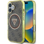 Guess IML 4G Glitter and Triangle Logo kryt s MagSafe pre iPhone 16 - hnedý