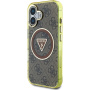 Guess IML 4G Glitter and Triangle Logo kryt s MagSafe pre iPhone 16 - hnedý
