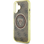 Guess IML 4G Glitter and Triangle Logo kryt s MagSafe pre iPhone 16 - hnedý
