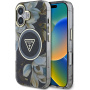 Guess IML Glitter Magnolia and Triangle Logo kryt s MagSafe pre iPhone 16 - čierny