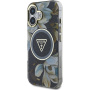 Guess IML Glitter Magnolia and Triangle Logo kryt s MagSafe pre iPhone 16 - čierny