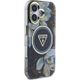 Guess IML Glitter Magnolia and Triangle Logo kryt s MagSafe pre iPhone 16 - čierny