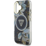 Guess IML Glitter Magnolia and Triangle Logo kryt s MagSafe pre iPhone 16 - čierny