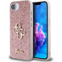 Guess Fixed Glitter 4G Metal Logo trblietavý kryt pre iPhone 16e / 17e - ružový