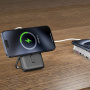 Swissten bezdrôtová MagSafe powerbanka so stojanom a portom USB-C - 10 000 mAh - čierna
