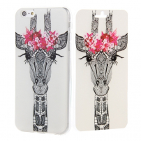 Otváracie / flip gumové puzdro pre iPhone 6 / 6S - žirafa