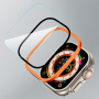 Tvrdené sklo s kovovým rámčekom pre Apple Watch Ultra 49mm - oranžové