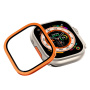 Tvrdené sklo s kovovým rámčekom pre Apple Watch Ultra 49mm - oranžové