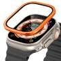 Tvrdené sklo s kovovým rámčekom pre Apple Watch Ultra 49mm - oranžové