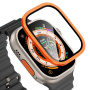 Tvrdené sklo s kovovým rámčekom pre Apple Watch Ultra 49mm - oranžové