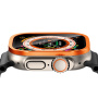 Tvrdené sklo s kovovým rámčekom pre Apple Watch Ultra 49mm - oranžové
