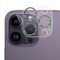 Tvrdené sklo s kovovými rámčekmi na ochranu šošoviek fotoaparátu pre iPhone 14 Pro / 14 Pro Max - zelené