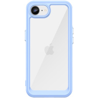 Lesklý transparentný kryt s farebným rámčekom pre iPhone 16e / 17e - svetlo modrý