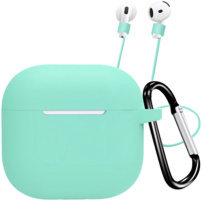 Silikónový obal s karabínou a šnúrkou proti strate pre AirPods 4 / 5 - tyrkysový