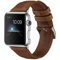 CRAZY HORSE remienok z PU kože pre Apple Watch 42mm / 41mm / 40mm / 38mm - hnedý
