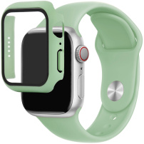 Silikónový remienok s puzdrom s tvrdeným sklom pre Apple Watch 41mm - zelený