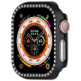 Metalické púzdro posiate kamienkami pre Apple Watch 45mm - čierne
