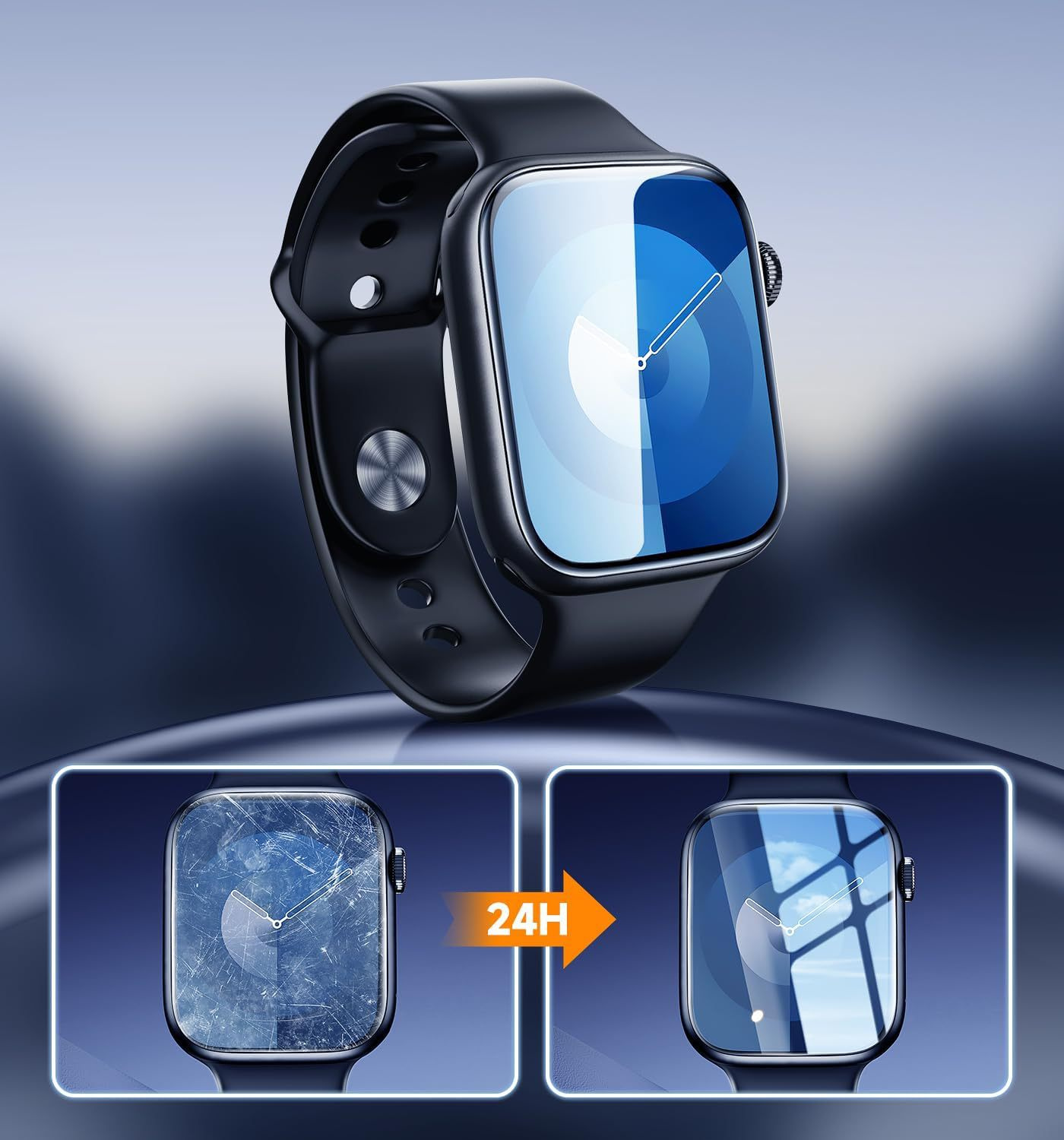 Ochranná fólia s aplikátorom pre ľahké nalepenie pre Apple Watch 40mm - 2 ks