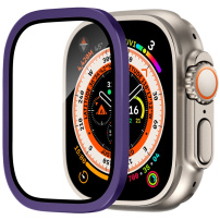 Tvrdené sklo s kovovým rámčekom pre Apple Watch Ultra 49mm - fialové