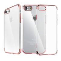 Baseus luxusný lesklý priehladný kryt pre Apple iPhone SE (2020/2022) / 8 / 7 - rožovo-zlatý