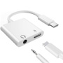 2v1 USB-C adaptér s portom 3,5 mm jack / USB-C na iPhone/iPad - biely