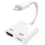 Redukcia lightning konektor s HDMI a Lightning samicou pre iPhone / iPad - biela