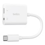 BELKIN RockStar audio a nabíjacia redukcia - 3,5 mm jack / USB-C na USB-C - biela