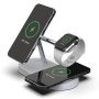 T268 3v1 magnetický bezdrôtový stojan s lampou pre iPhone / Apple Watch / AirPods - 15W - biely