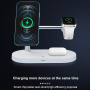 T268 3v1 magnetický bezdrôtový stojan s lampou pre iPhone / Apple Watch / AirPods - 15W - biely