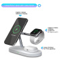 T268 3v1 magnetický bezdrôtový stojan s lampou pre iPhone / Apple Watch / AirPods - 15W - biely
