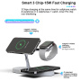 T268 3v1 magnetický bezdrôtový stojan s lampou pre iPhone / Apple Watch / AirPods - 15W - biely