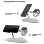 T268 3v1 magnetický bezdrôtový stojan s lampou pre iPhone / Apple Watch / AirPods - 15W - biely