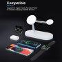 T268 3v1 magnetický bezdrôtový stojan s lampou pre iPhone / Apple Watch / AirPods - 15W - biely
