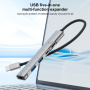 OTG-019X 5v1 hub - 3,5 mm jack / 2x USB-C / 2x USB-A na USB-C - strieborný