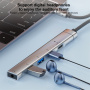 OTG-019X 5v1 hub - 3,5 mm jack / 2x USB-C / 2x USB-A na USB-C - strieborný