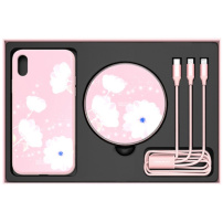 NILLKIN 3v1 darčeková kazeta (ochranný kryt / bezdrôtová nabíjačka / nabíjací kábel) pre iPhone X - ružová