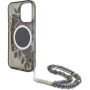 Guess IML Flowers Pearl Strap kryt s pútkom a MagSafe pre iPhone 16 Pro Max - sivý