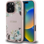 Guess Grained Magnolia kryt so vzorom kvetov a MagSafe pre iPhone 16 Pro - ružový