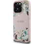 Guess Grained Magnolia kryt so vzorom kvetov a MagSafe pre iPhone 16 Pro - ružový