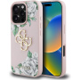 Guess Grained Roses 4G Metal Logo kryt pre iPhone 16 Pro - ružový