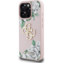 Guess Grained Roses 4G Metal Logo kryt pre iPhone 16 Pro - ružový
