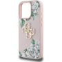 Guess Grained Roses 4G Metal Logo kryt pre iPhone 16 Pro - ružový