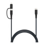 FIXED 2v1 opletený nabíjací a dátový kábel - USB-C na USB-C / Lightning - 2 m - tmavo šedý