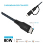 FIXED 2v1 opletený nabíjací a dátový kábel - USB-C na USB-C / Lightning - 2 m - tmavo šedý